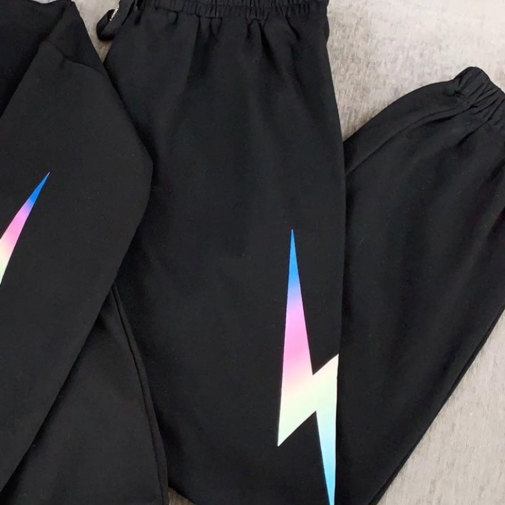 Black lightning joggers